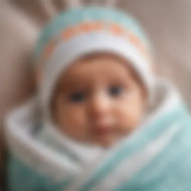 Close-up of a cozy swaddle with a calming pattern