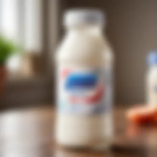 Close-up view of Actimel bottle showcasing probiotic content