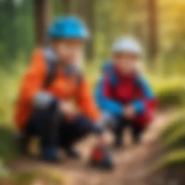 Outdoors scene depicting active kids