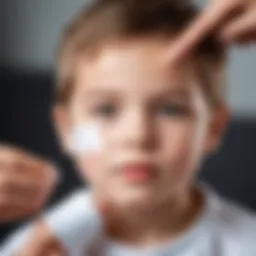 Child receiving treatment with adhesive bandage