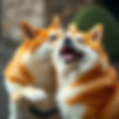 Akita dog interacting with its owner