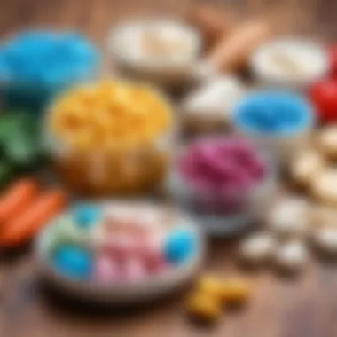 Amino Acids and Their Health Benefits for Children Colorful assortment of healthy amino acid supplements for children