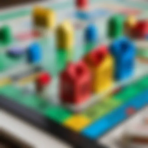 Colorful Monopoly houses on the game board