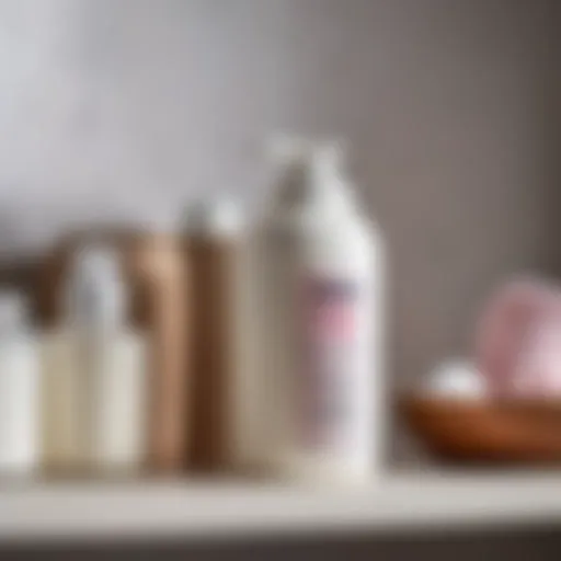 A close-up of baby powder container on a bathroom shelf