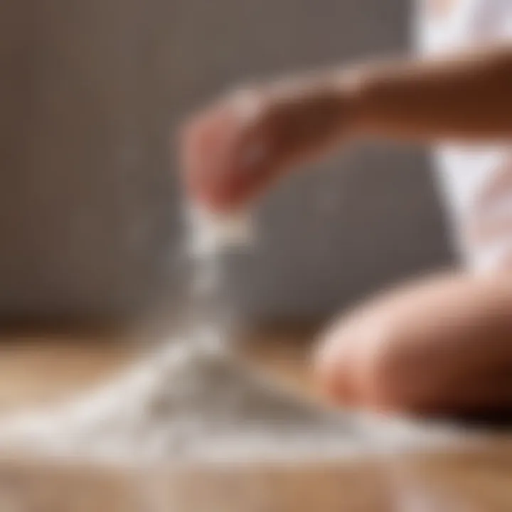 Soft powder being sprinkled on skin