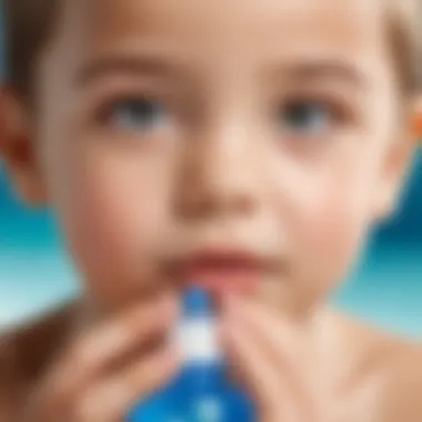 A close-up of Aquador solution bottle designed for children.