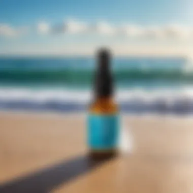 A bottle of Aqualor nasal spray with a soothing ocean background