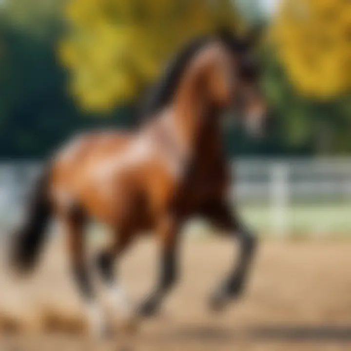 An Arabian horse in training, demonstrating agility and speed