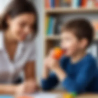 Speech therapist assisting a child