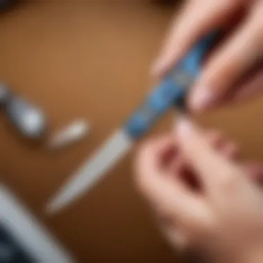 Assessing Quality and Safety of Nail Scissors Nail scissors being assessed for quality and safety features