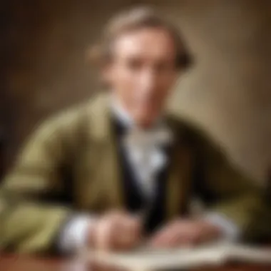 Portrait of Hans Christian Andersen with a quill and parchment