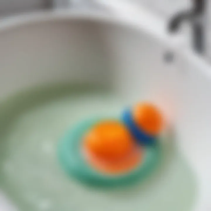 Close-up of safe materials used in a baby bathtub.