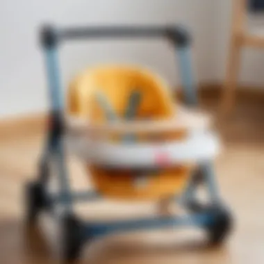 A close-up view of a baby walker highlighting safety features and materials.