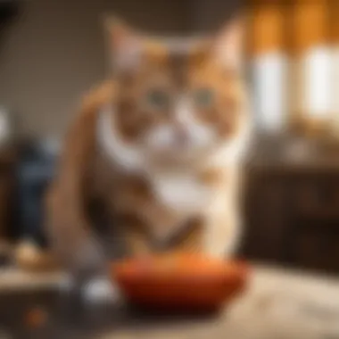 Balanced cat diet in a bowl