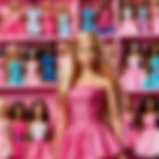 A vibrant display of various Barbie dolls showcasing diverse styles and outfits