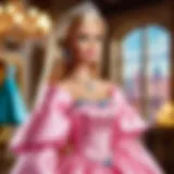 A beautiful Barbie doll dressed as a princess in an enchanting setting