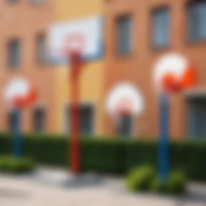 Different sizes of basketball hoops for children