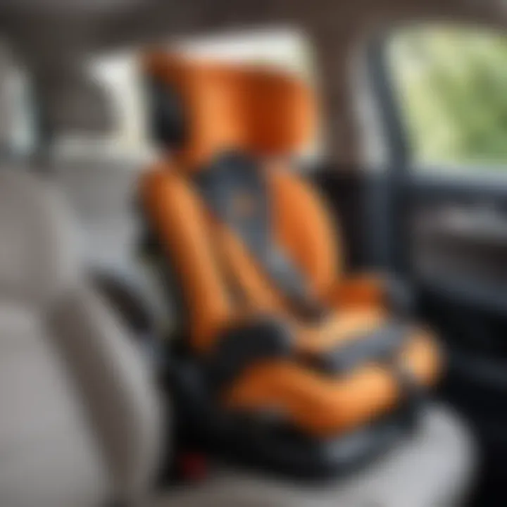 An infographic illustrating the correct installation of a booster seat in a vehicle