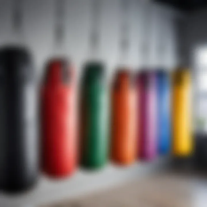 Boxing bag showcasing various types