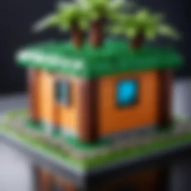 Innovative LEGO Minecraft Build A close-up of a creative LEGO Minecraft build with unique features