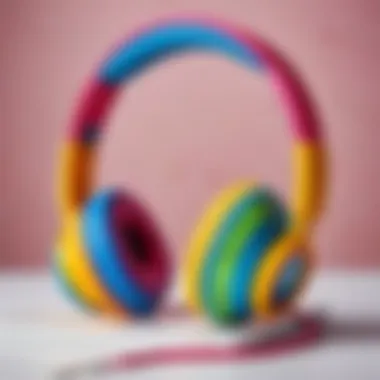 A close-up of high-quality headphones designed for children with vibrant colors.