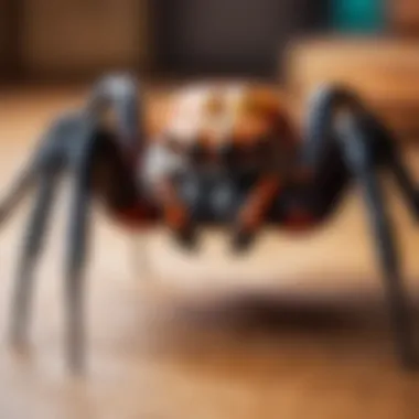 Realistic spider toy on display