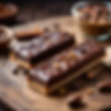 Carob bars displayed on a wooden table