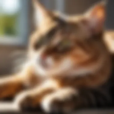 A Moment of Peace A serene scene of a cat lounging in a sunbeam, embodying tranquility.