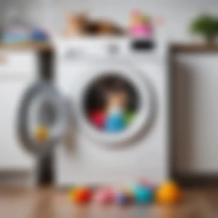 A washing machine loaded with pet toys