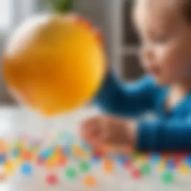 Child engaging with water beads during playtime