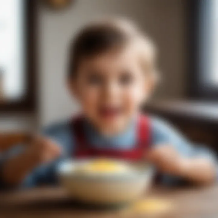 Child enjoying a bowl of semolina porridge