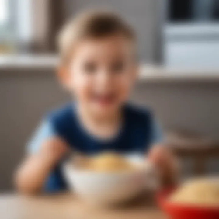 A child enjoying a bowl of sesame-based snack