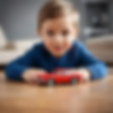 Child playing with a toy car, exploring emotions