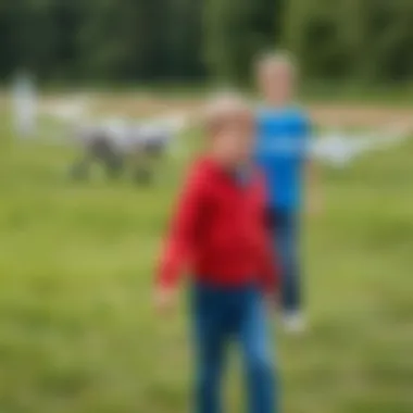 A child enthusiastically flying a remote-controlled airplane outdoors