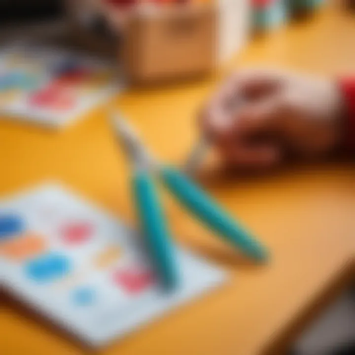 A child-friendly nail scissors displayed in a safe environment