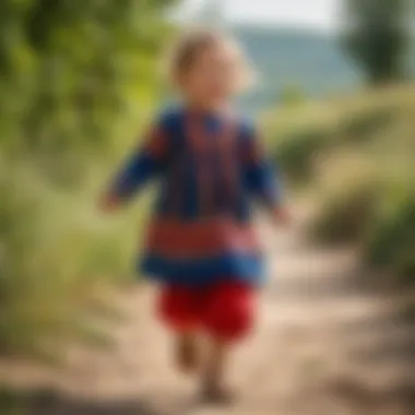 A child playing joyfully while wearing cheshki, showcasing comfort and freedom of movement.