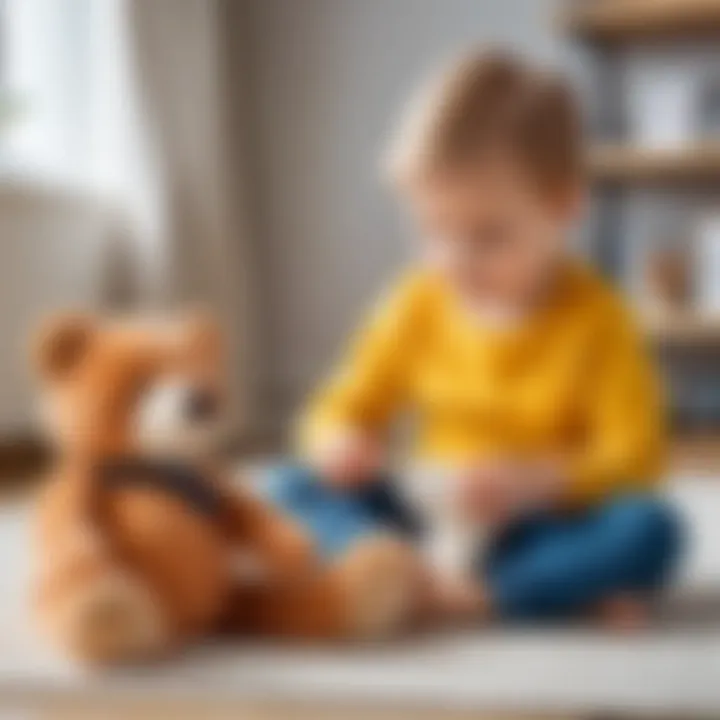 A child playing with a soft toy, highlighting its educational benefits