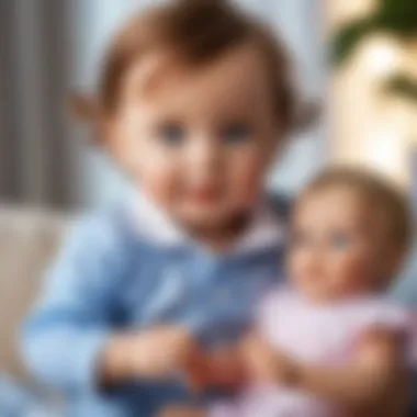 Child interacting with a reborn doll in a playful setting