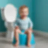 Charming child sitting on a potty with a joyful expression