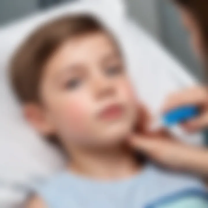 Child receiving treatment with Chlorhexidine