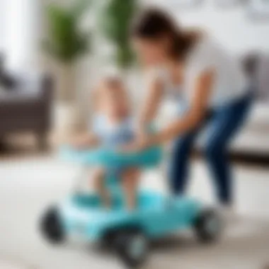 A child happily using a baby walker in a safe and engaging environment.