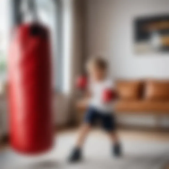 Child safely using a boxing bag