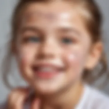 A child applying glitter gel on her face with delight