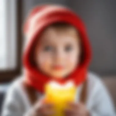 A child comfortably using a heat pack, emphasizing warmth and coziness