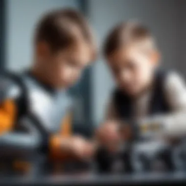 Children engaged in assembling a robot