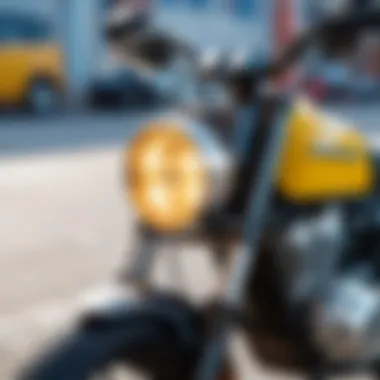 A close-up of safety features on a children's motorcycle-like bike, emphasizing protective elements.