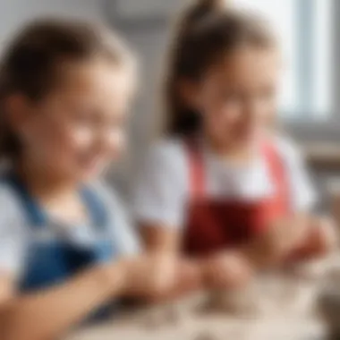 Playful children crafting earrings with air-dry clay