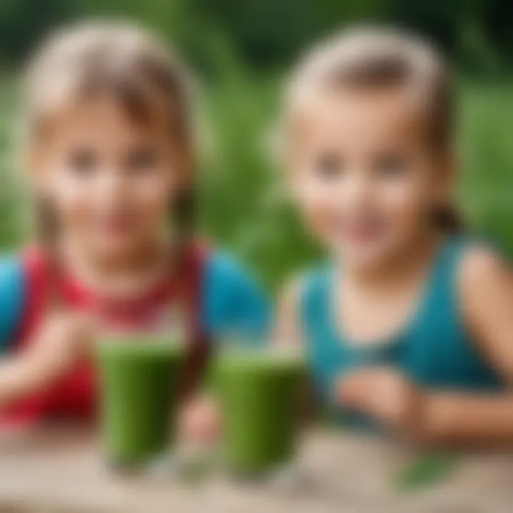 Children enjoying a smoothie made with barley grass