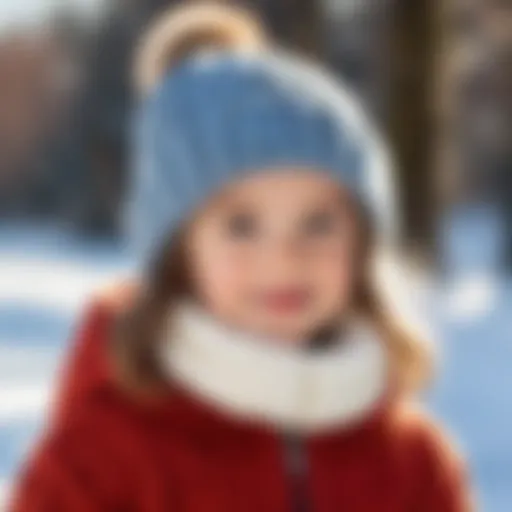 Child wearing a cozy winter hat outdoors