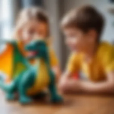 Children playing with a dragon toy, showcasing imaginative play